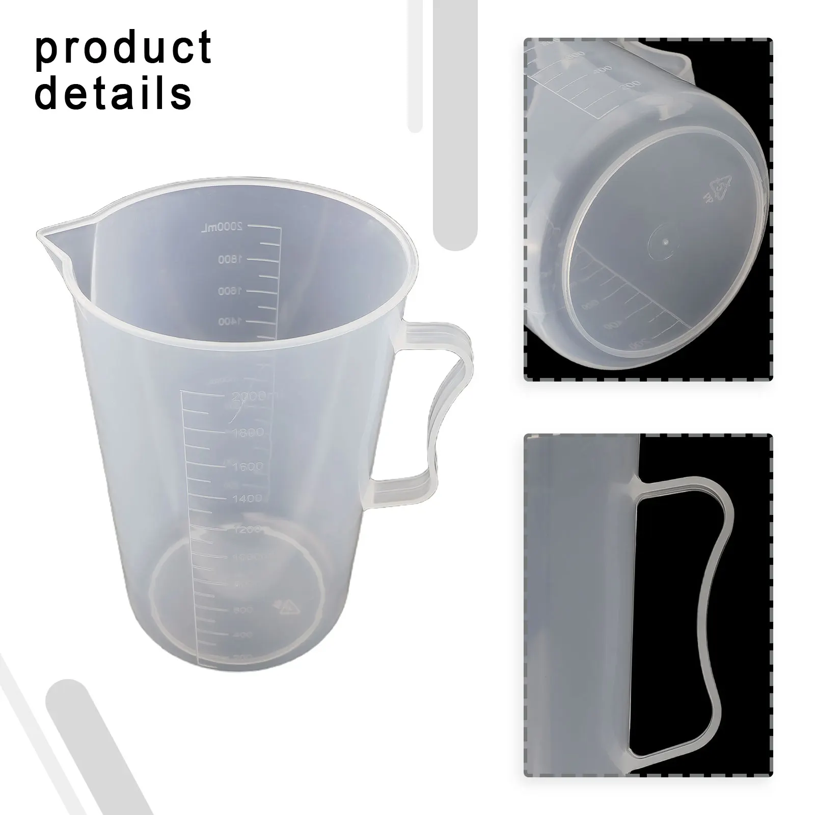 Measuring Cup 250/500/1000/2000/5000ml Measuring Jug Plastic Beaker Transparent Lightweight Reusable-Graduated Plastic Cup