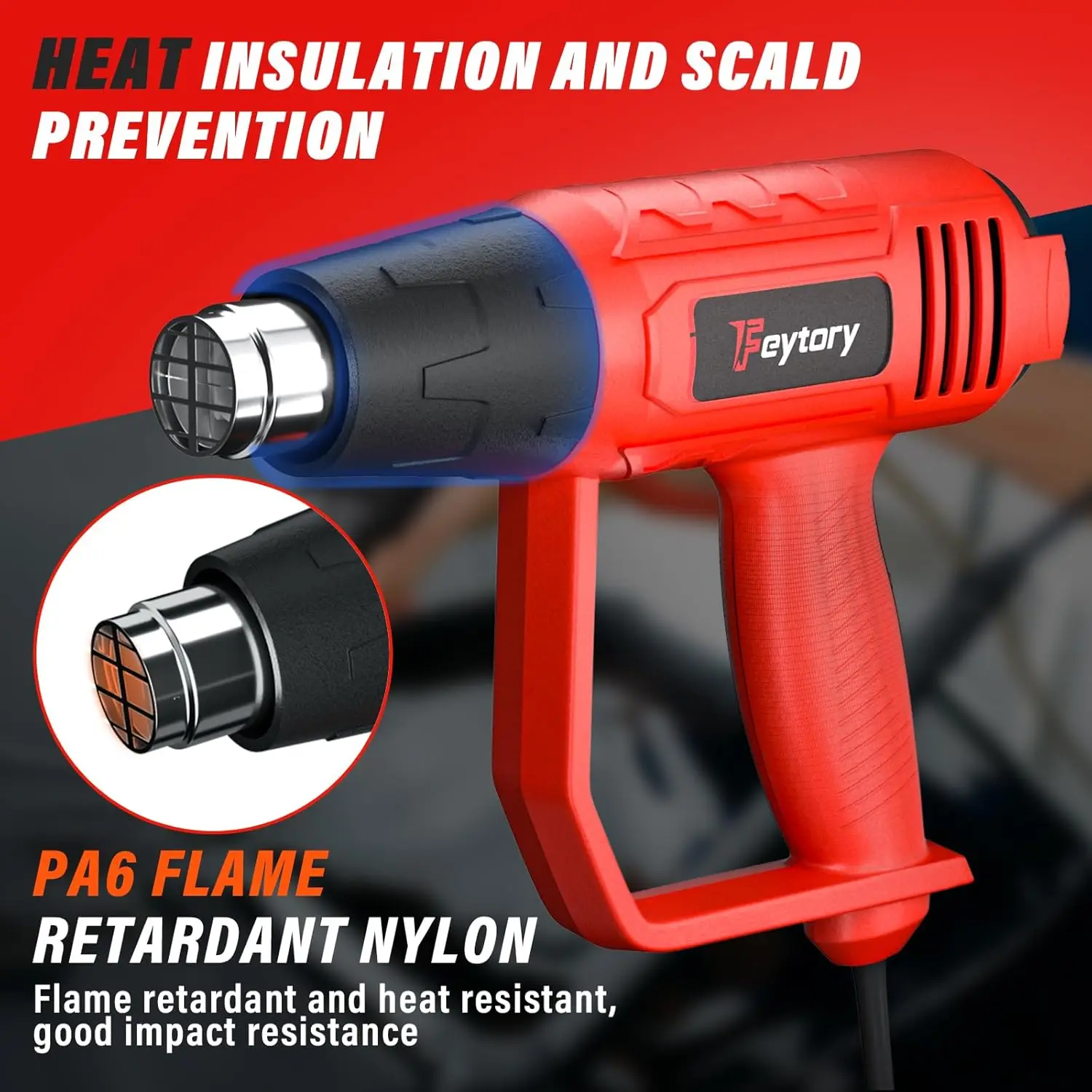 Heat Gun,2000W Professional Hot Air Gun Kit Dual Temperature Settings Double Heating Wire 60℃-600℃ Fast Heat,Overload Protection