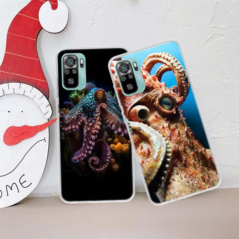 This is a Big Octopus Phone Case For Xiaomi Poco X3 NFC X4 F4 GT M3 M4 M5 M5S X7 X5 X6 Pro 5G Mi F6 F5 F3 F2 F1 Silicon Cover TP