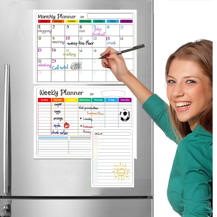 Magnetic Calendar For Fridge Monthly Weekly Planner Whiteboard Calendar Table Dry Erase Fridge Sticker Message Board Menu