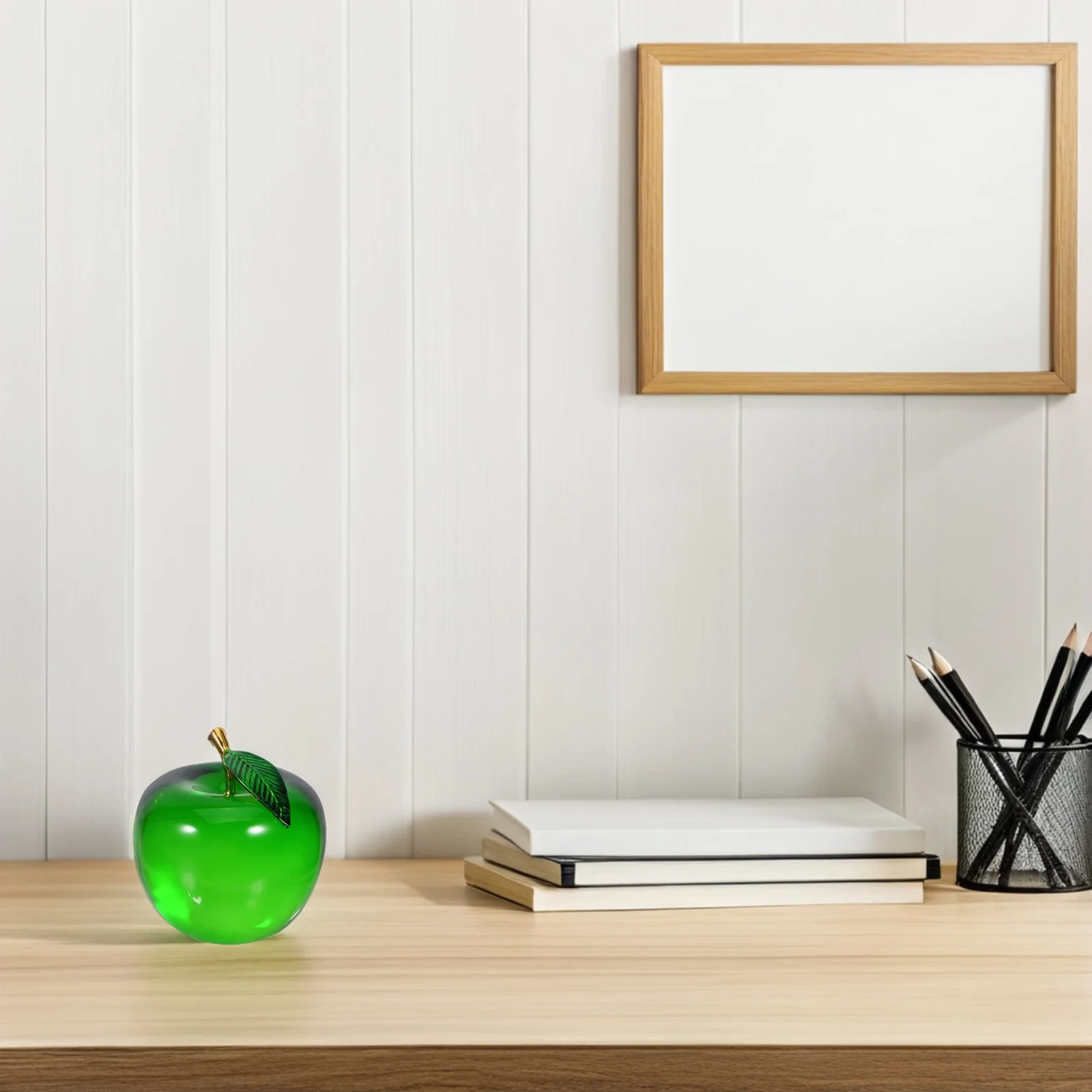 

Green Decor Crystal Fruit Ornament Realistic Design Desktop Paperweight Art for Home Office Decor Small Glass Fruit
