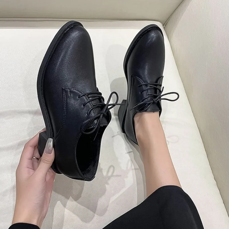 2024 Women Spring New Black Platform Flats Shoes Women Loafers Slip on Boat Shoes Designer Casual Leather Oxfords zapatos mujer