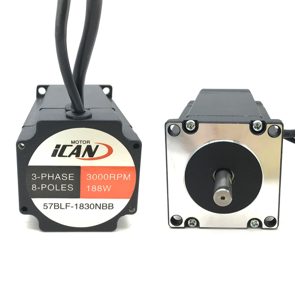 Imagem -04 - Bldc Nema23 Kit de Motor sem Escova Motor de Eixo Quadrado Flange de 57 mm 3000rpm Fases Pólos 125w 188w 0.4nm 0.6nm dc 24v