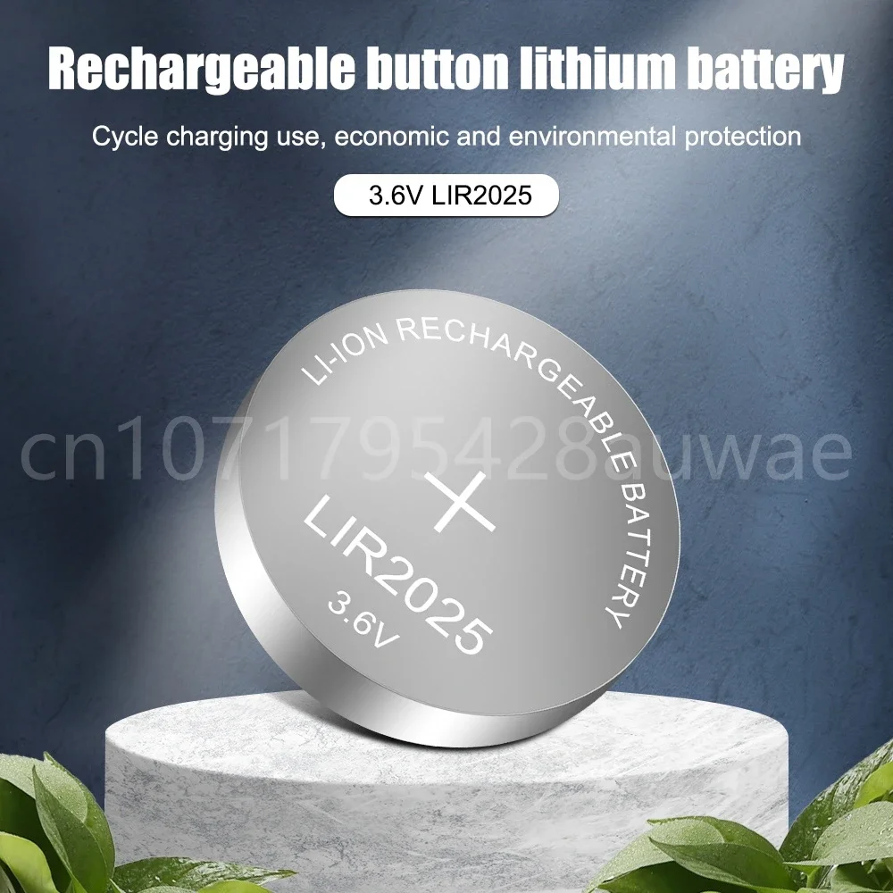 Rechargeable Battery LIR2025 3.6V Lithium Button Built-in Coin Cell Batteries Watch Cells LIR 2025 Replaces CR2025