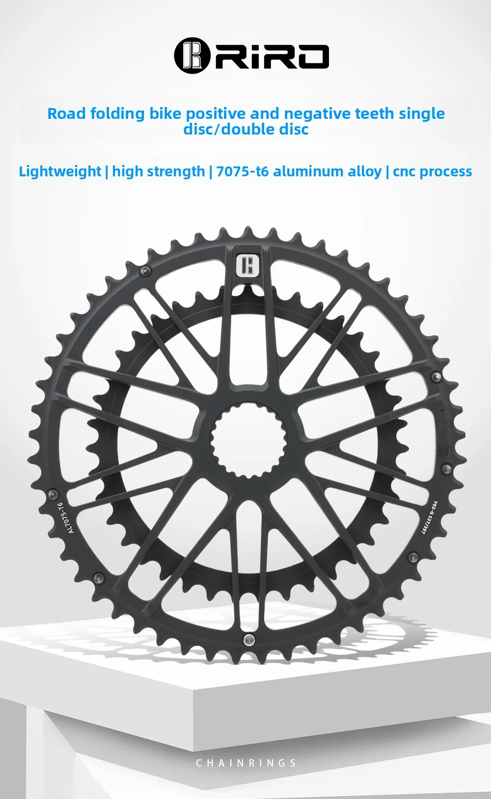 RIRO MTB-Kettenblatt, schmal-breit, Einzel-/Doppelkettenblatt-kompatibel, Shimano Direct Mount M9100/8100, Fahrradpedal-Getriebesystem-Zubehör – Detail 1
