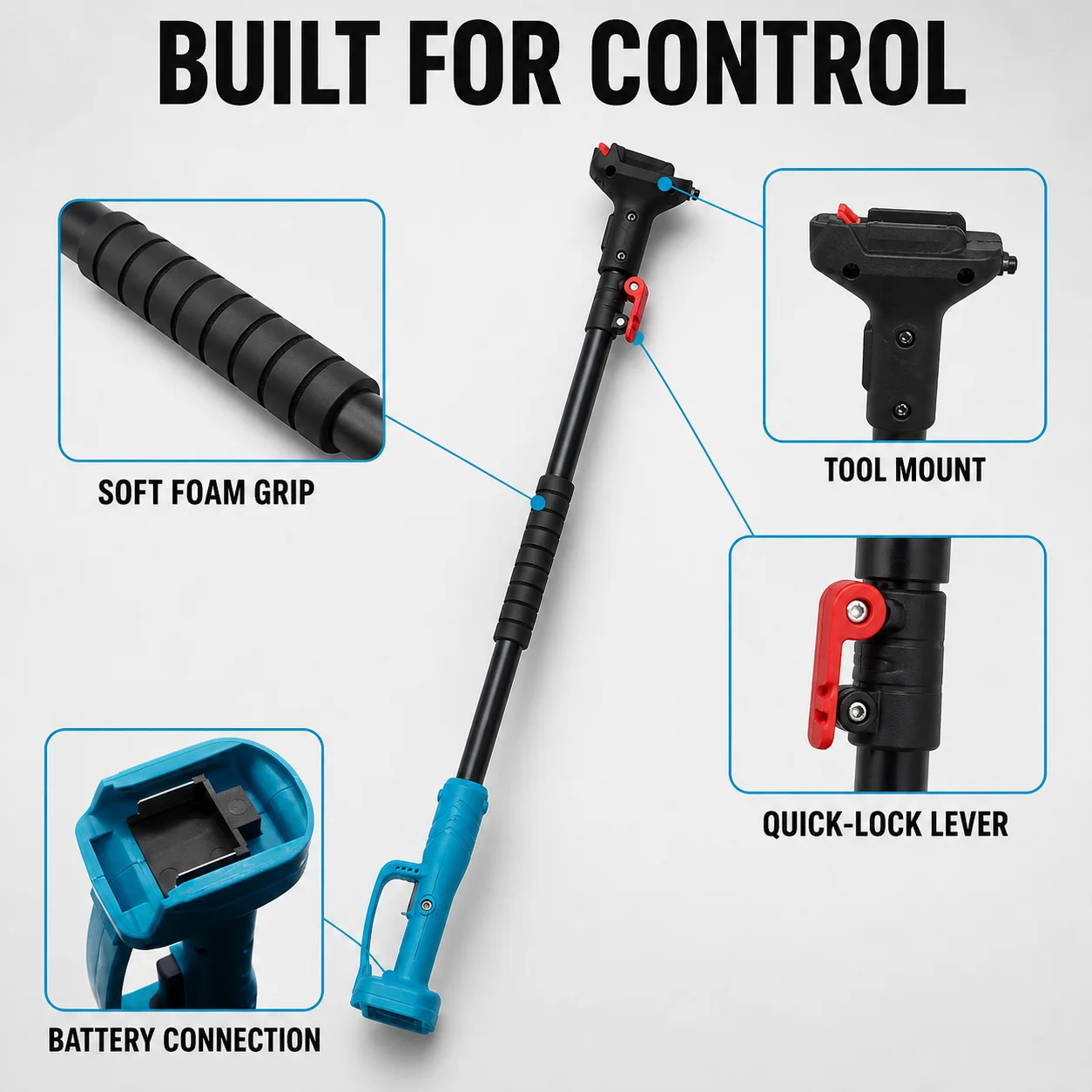 Electric Pruner With Extension Pole - Potatore Elettrico Multifunzionale Senza Fili con