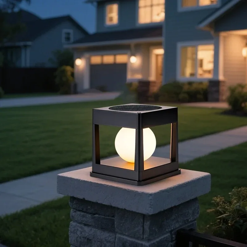 

2LED Outdoor Solar Lawn Light, Waterproof Column Head Lights, Capital Lamp, for Courtyards, Lawns, Walkways, Garden, Camping Dec