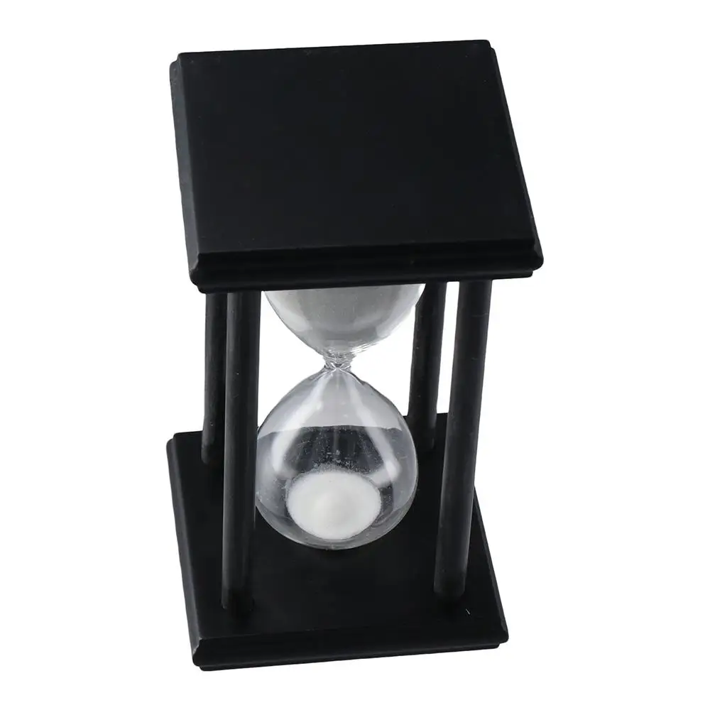 Practical 30 Minutes Hourglass Sand Timer Black Wooden Vintage Sand Clock White Sand Hourglass Timer Set Home