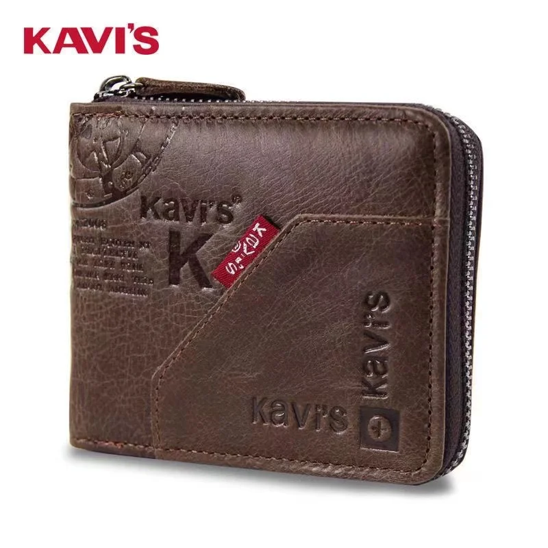 Quality Genuine Leather Men  Wallet Brand Zipper Man Purse Vintage Cow Leather Male Card Coin Bag Card holder short purse