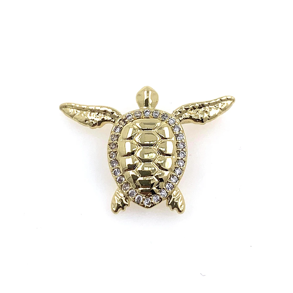 Cute Summer Sea Turtle Pendant Necklace CZ Zircon Gold Plated Animal Tortoise Accessories Hip Hop Party Gift Jewelry Making