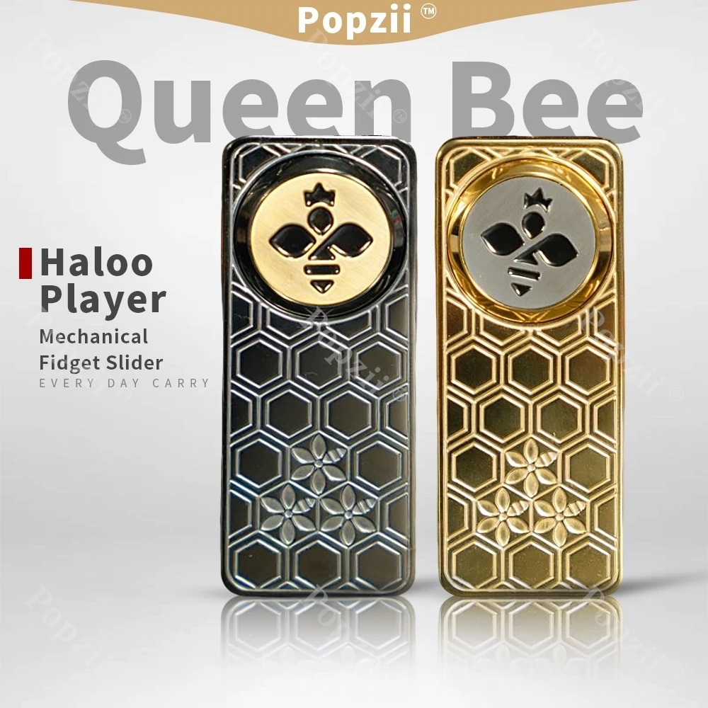 Haloo Player Queen Bee Stainless Steel EDC Mechanical Push Slider Fidgeting toy Adult Sensory Cool Gadget Anxiety Toys