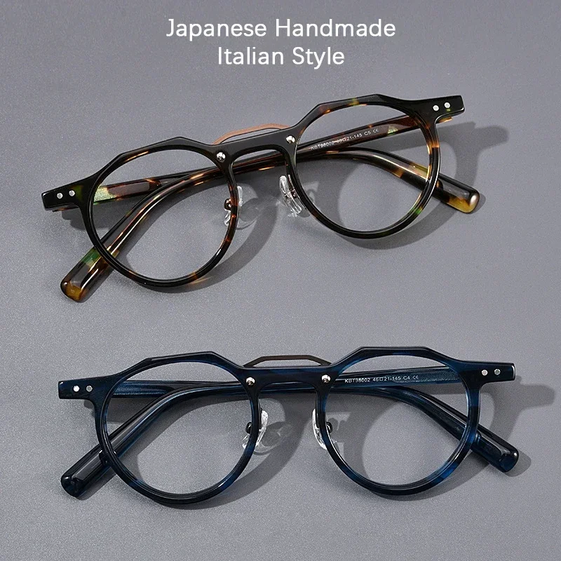Designer Anti Blue Light Computer Glasses Luxury Brand Circular Optical Frame Nose Pads Acetate Material for Women And Men