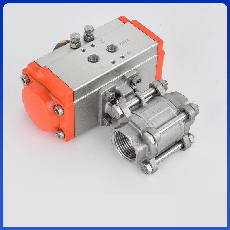 DN8 DN10 DN15 DN20 DN25 DN32 DN40 DN50 Three Piece Pneumatic Ball Valve With High Platform 304 Double Acting Cylinder