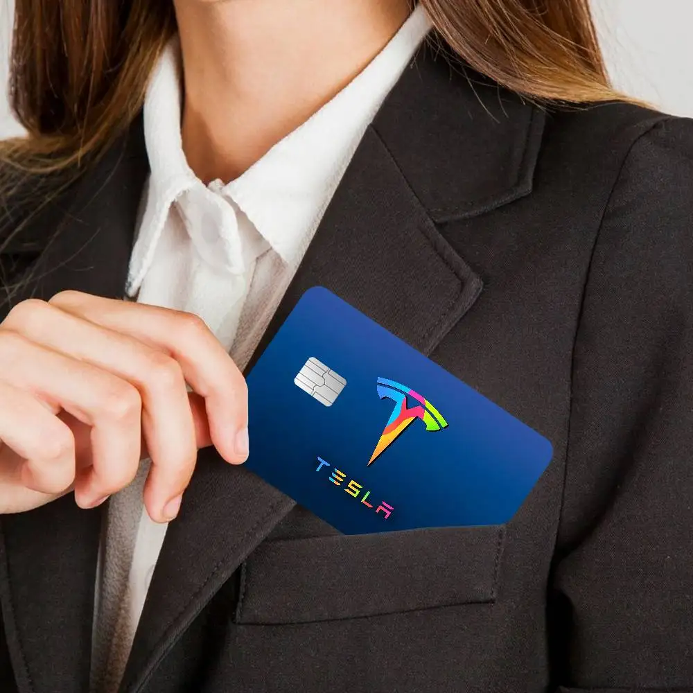 T-eslas-a LOGO Anime Front Cover Film Sticker Skin For Credit Debit Card Small Large Chip