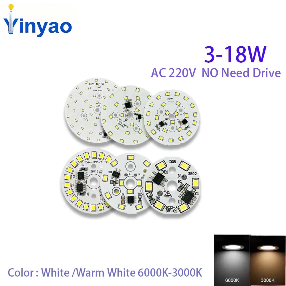 5PCS LED Light Board  NO Driver 220V SDM2835 3W 5W 7W 12W 15W 18W White 6000K  Warm White  3000K Living Room Light Ceiling Light