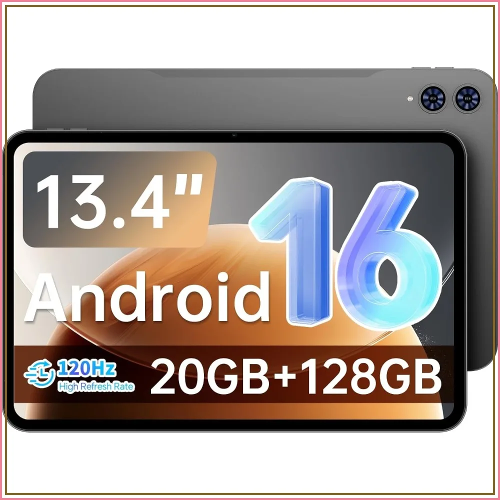 13.4 inch Large Tablet, 20GB+128GB, 120Hz Display, 8000mAh Battery, 4G LTE, GPS