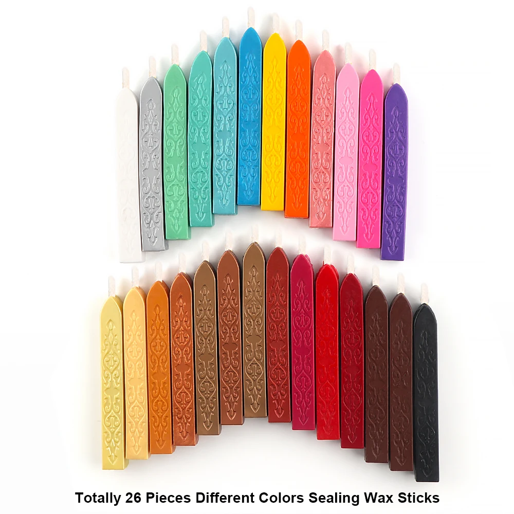 

26Pcs Antique Sealing Wax Sticks with Wicks for Postage Letter Retro Vintage sealing wax sticks Wax Seal Stamp, Assorted Colors