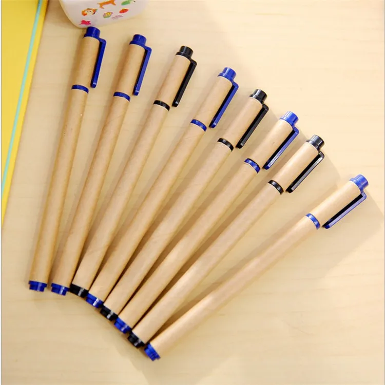 24 Pcs Wholesale Stationery Wholesale New Simple Environment-friendly Kraft Paper Shell Neutral Pen Creative Fountain Pen 0.5mm