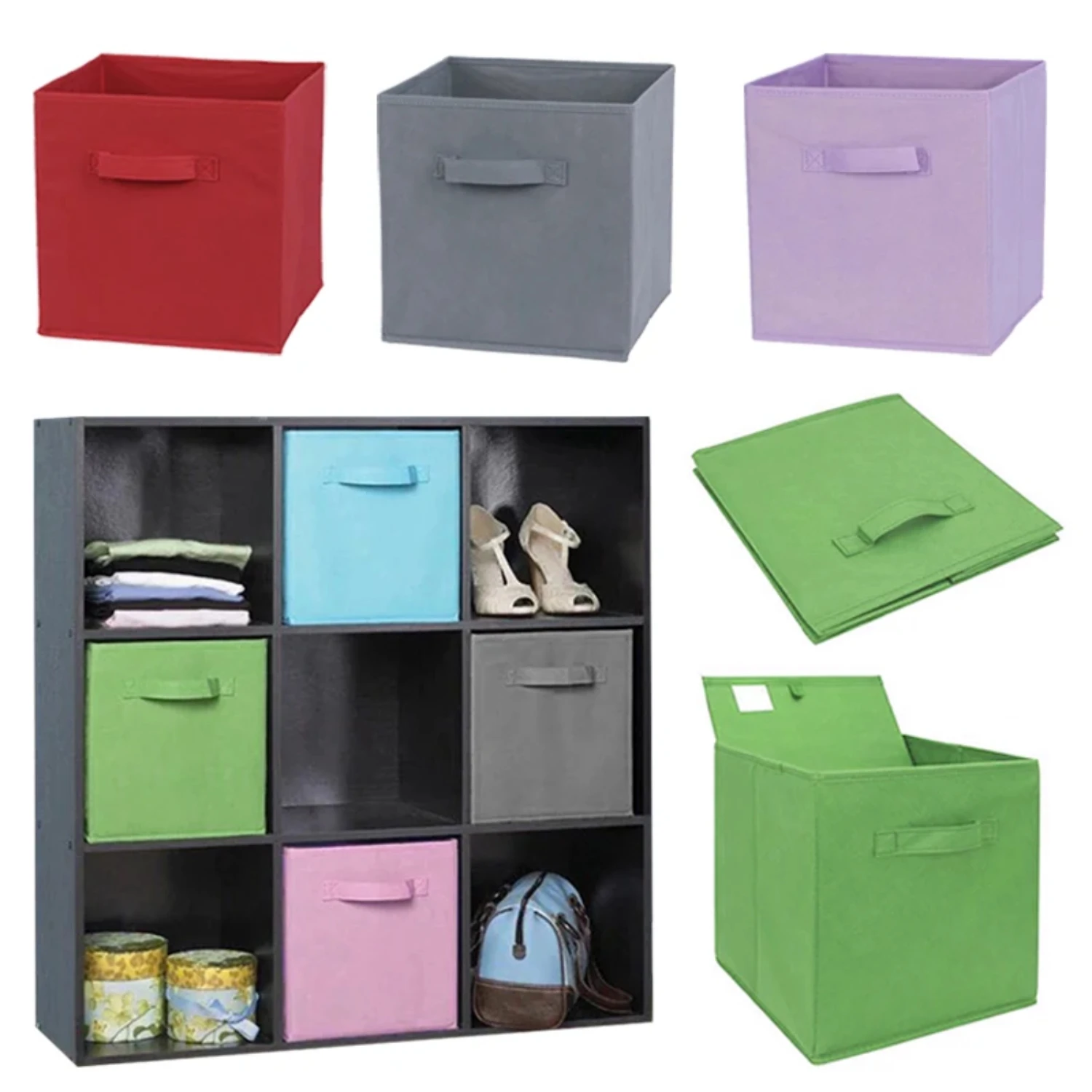 Household Goods Organization Foldable Cube Wardrobe Drawer Basket Non-Woven Box - Perfect for Organizing Your Home Essentials