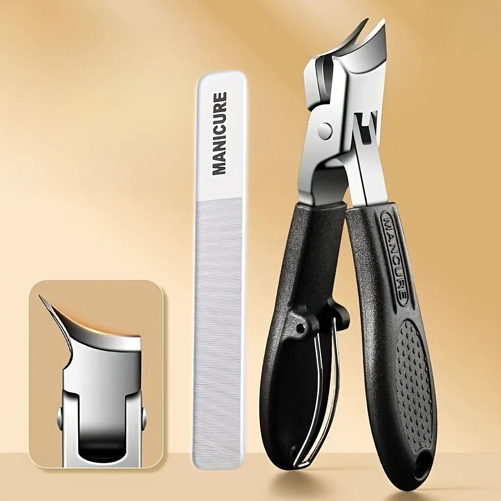 2 pieces, wide-mouth nail clippers, splash-proof 60° professional nail trimming tool, eagle-beak angled cut