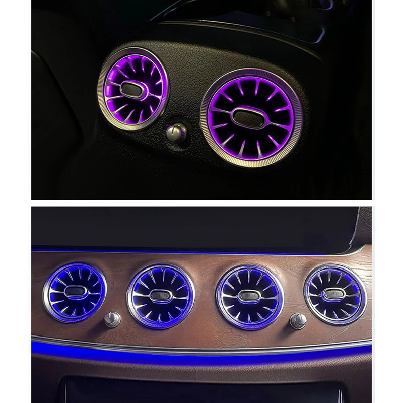 64 Color Car Turbine Air Outlet Ambient Light A/C Vent Outlet Atmosphere Lamp For Benz E Class W213 2016-2022