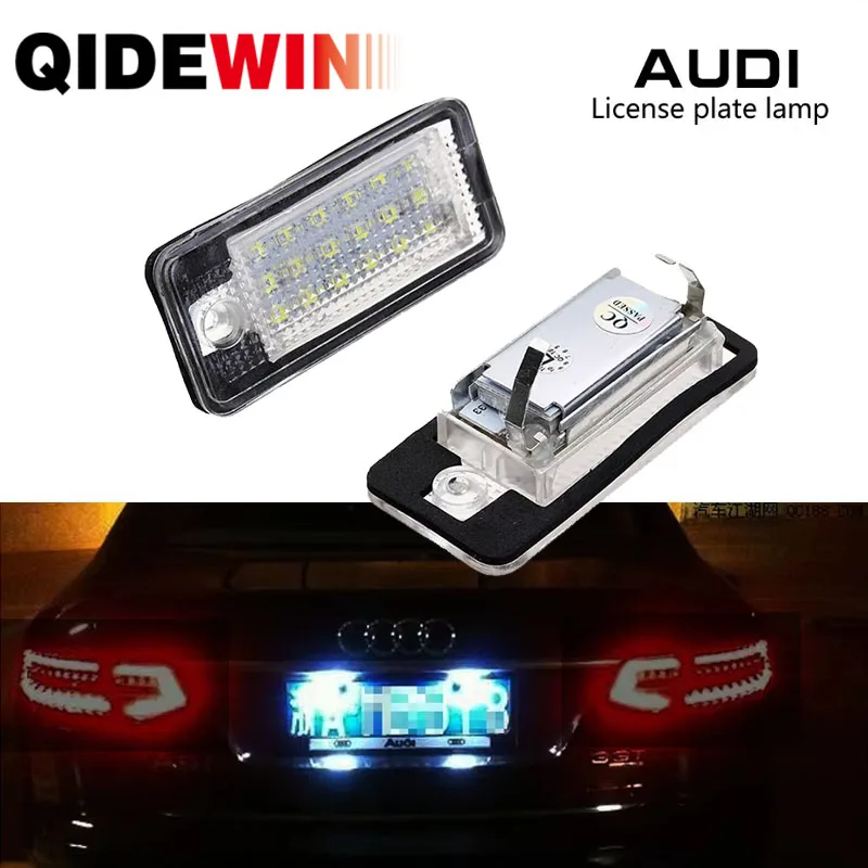 1 Pair 18 LED License Plate Light Xenon White 3.5W For-Audi A3 8P S3 A4 B6 B7 A6 S6 A8 RS4 Q7 7000K License Number Plate Light 