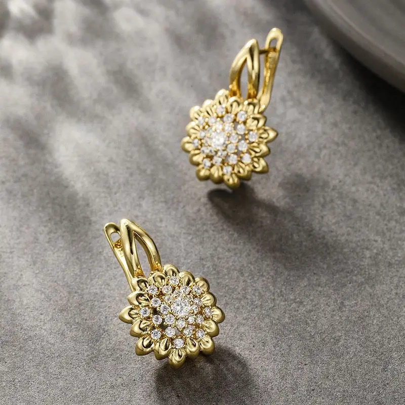 XP Jewlery--- 14 k Light Gold Plated Zircon Hoop Earrings for