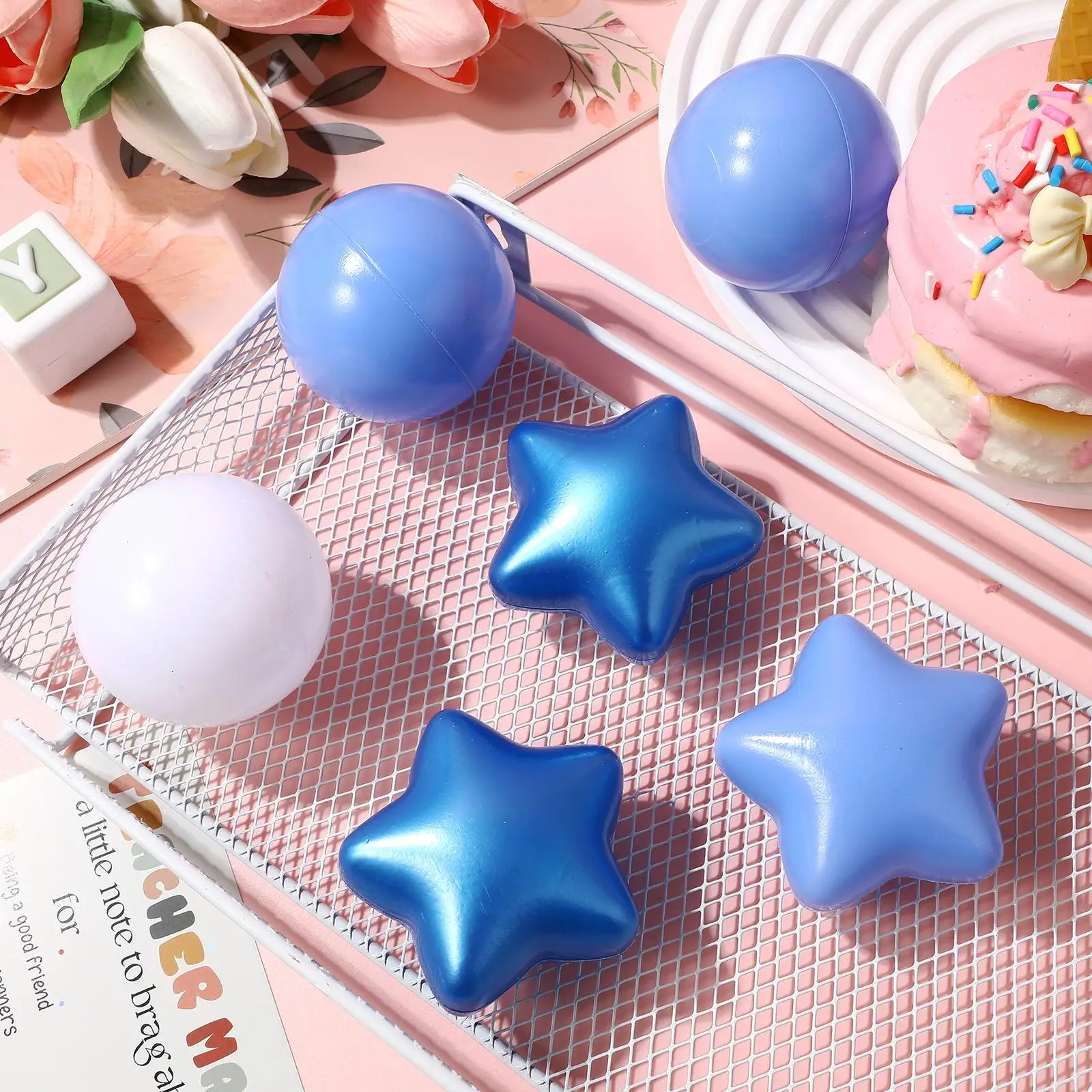 100 Uds. De pelotas de juguete para niños pequeños, pelotas de plástico con formas de estrellas, bollos oceánicos