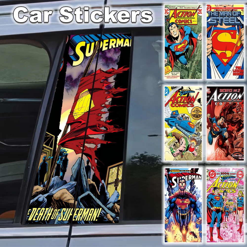 

DC Superman Car B Pillar Sticker Decal Waterproof Peel Stick Scratch Resistant Self-adhesive Poster Accessorie Gift Decoration