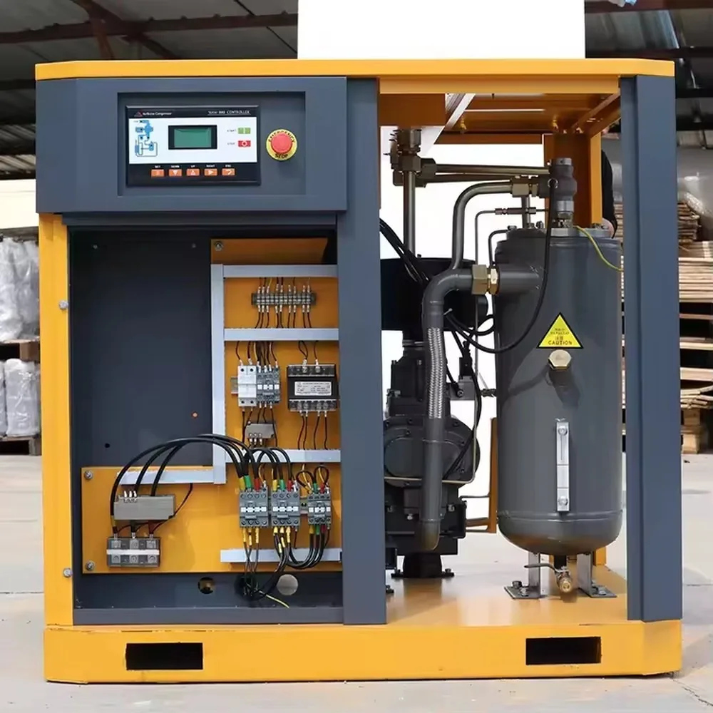22KW 30HP Oil-Free Portable Industrial Screw Air Compressor AC PLC Air Cooled Motor Pump Dryer Filter Tank High