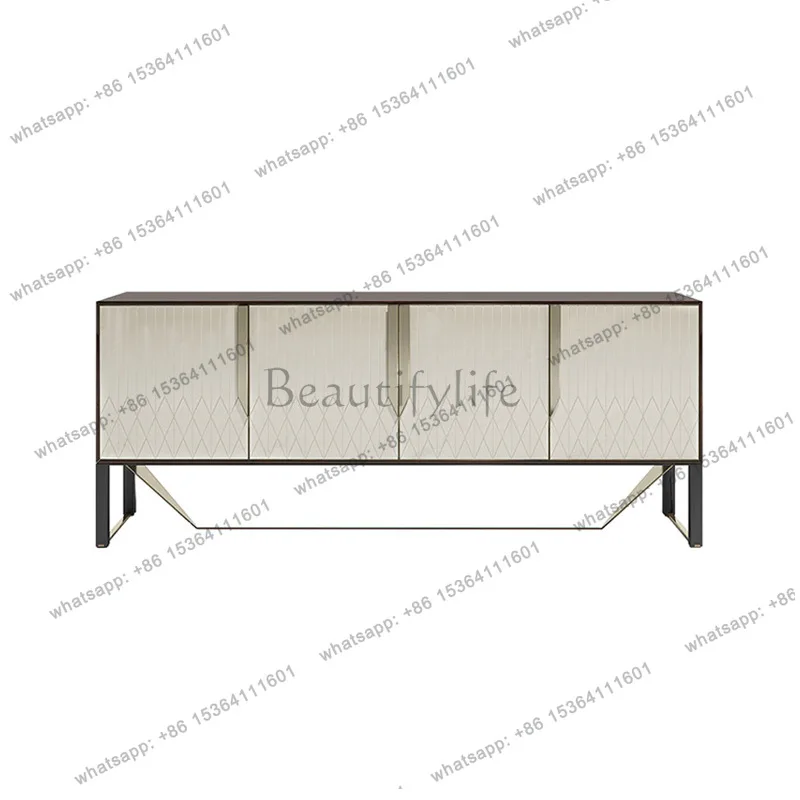 TV dining side solid wood cabinet stainless steel designer decorative cabinet Italian minimalist