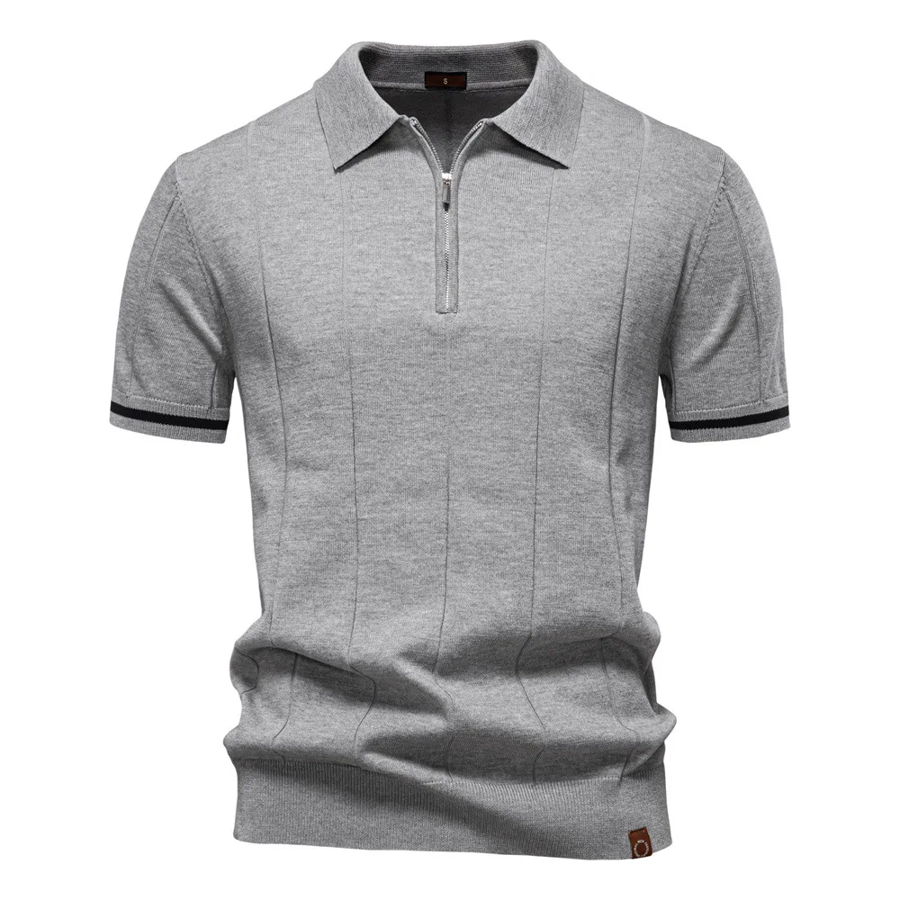 

New Men's Business Casual Polo Shirt with Knitted Collar Short Sleeve for Cross-border Spring and Summer, Breathable Polo Shirt