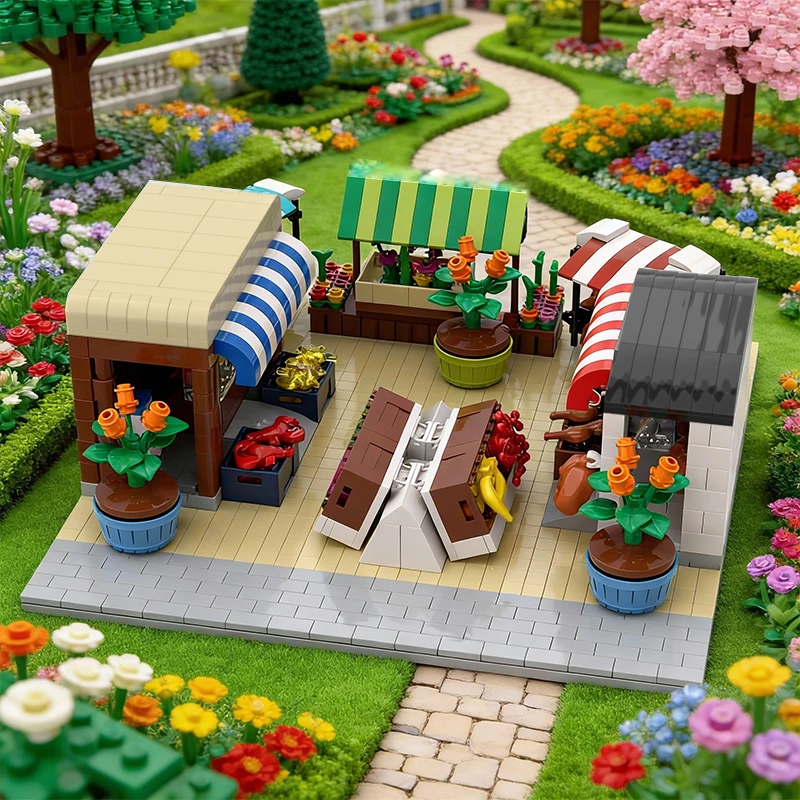 1603 PCS Building Brick Modular Market MOC Customize Modular Building Block Creative Design Educational DIY Toy Birthday Gift