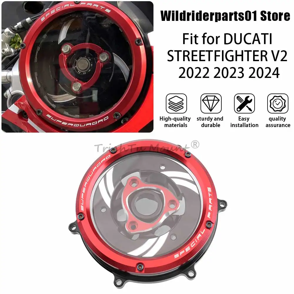

For DUCATI SUPERBIKE PANIGALE V2 2020 2021 2022 2023 2024 Motorcycle 1PC Engine Clear Clutch Cover Protective Kits CNC- Aluminum