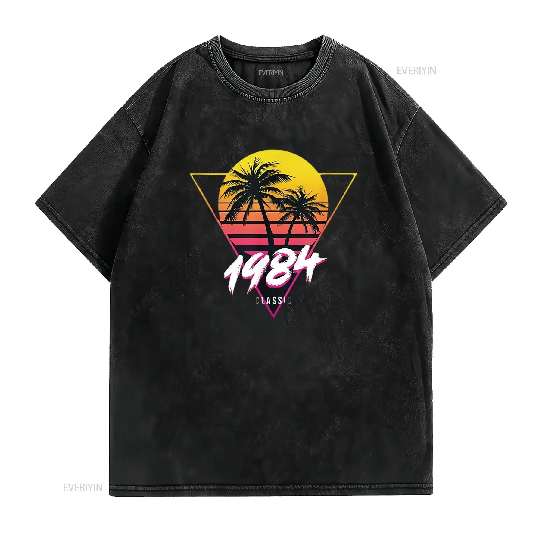 Mens 1984 T Shirt 35th Birthday Retro Synthwave Outrun White Medium vintage Washed homme Slightly Stylish Stretched graphic