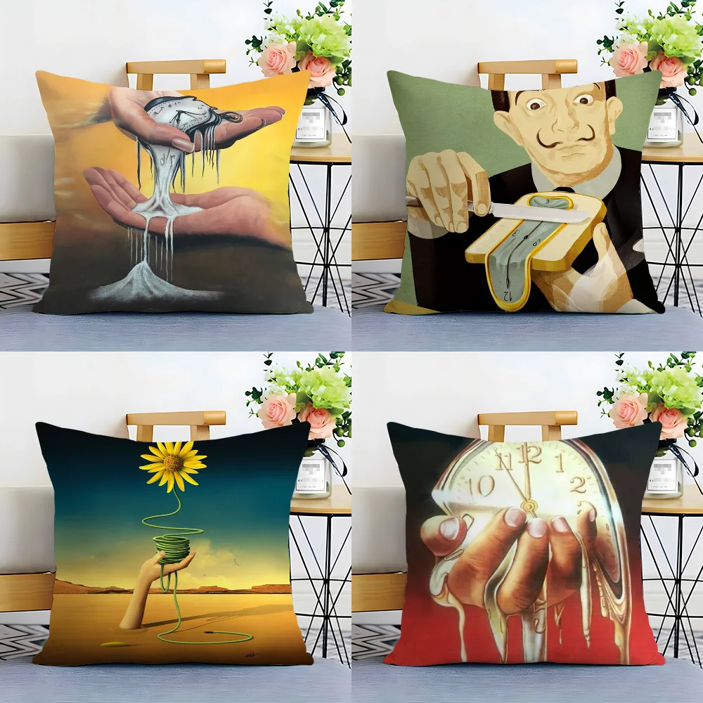 Surrealism Paintings By Salvador Dali Pillow Case Plush Fabric Soft  Pillowcase Double Sided Print Cushion Cover Household Gifts