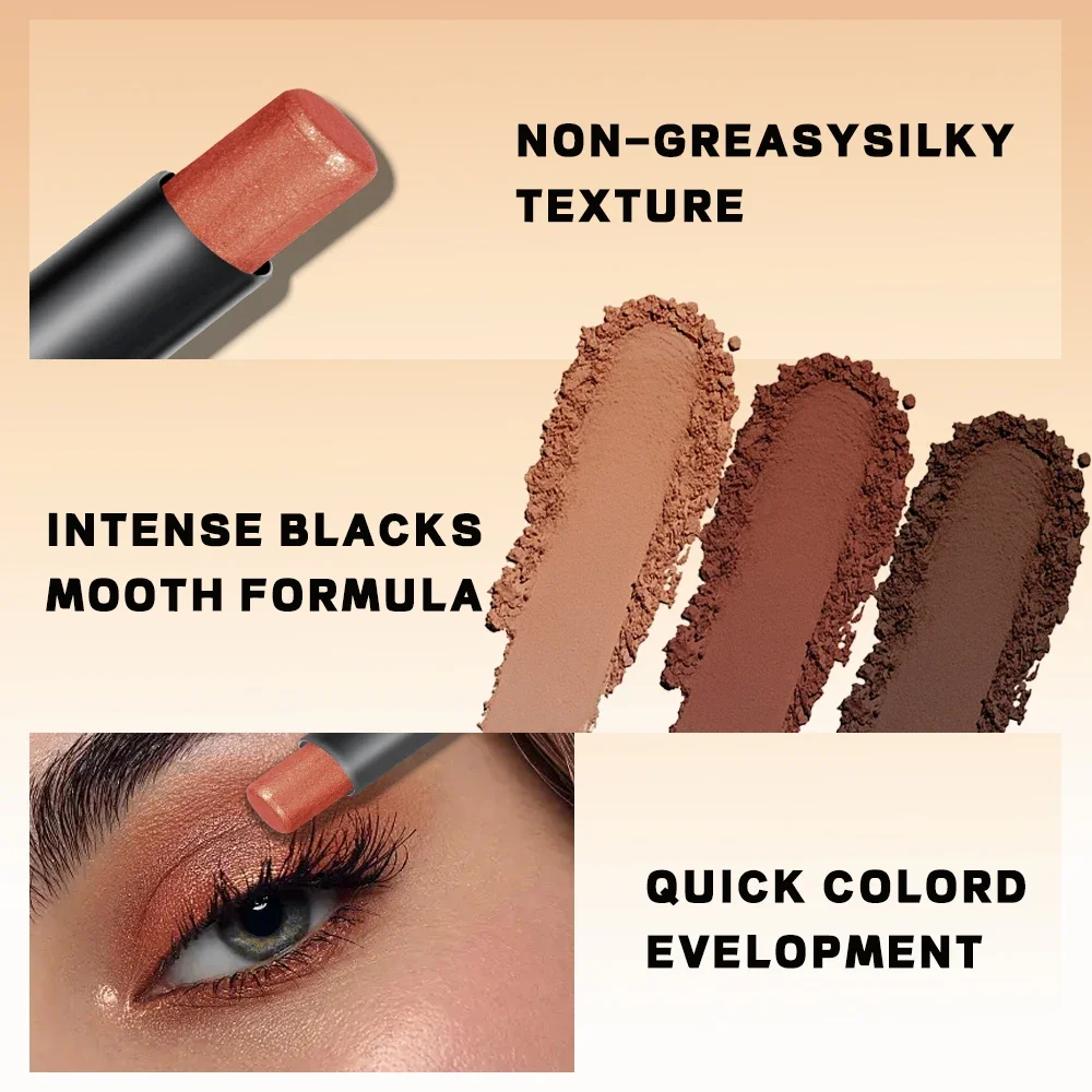 6-farbiger wasserfester Lidschattenstift, neutraler Lidschattenstift, mit glänzender und glänzender Augenkosmetik