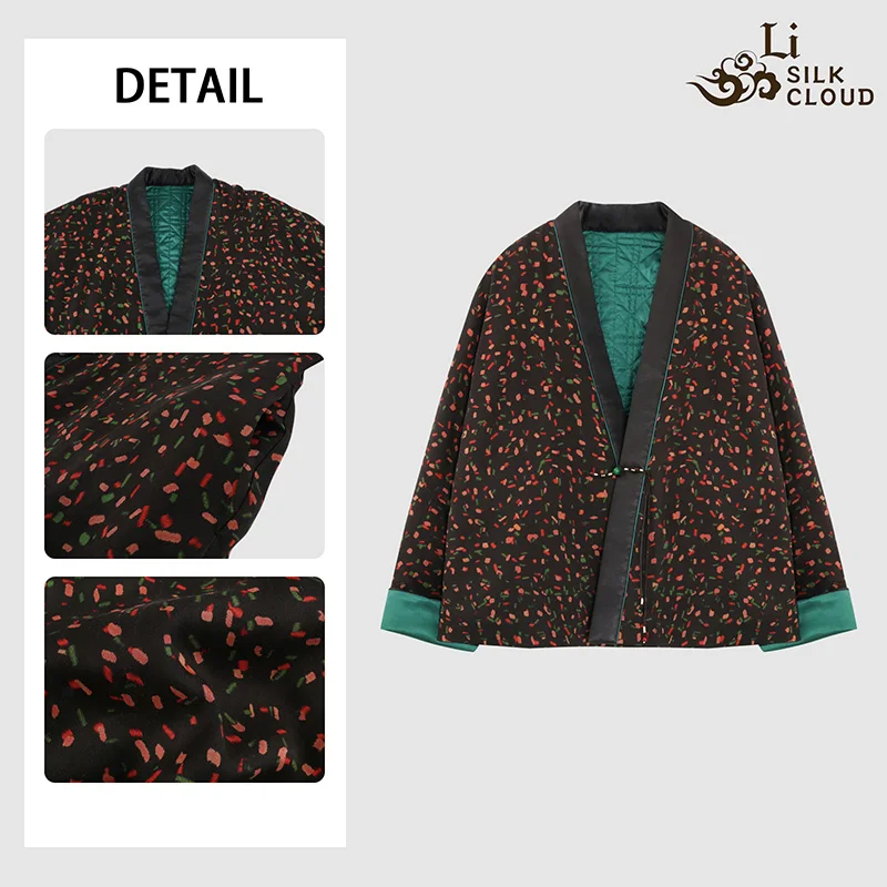 New Winter Xiangyunsha Coat - Chinese Style, Warm Lining, Guangdong Black Pearl Gambiered  Cold-Weather Outerwear