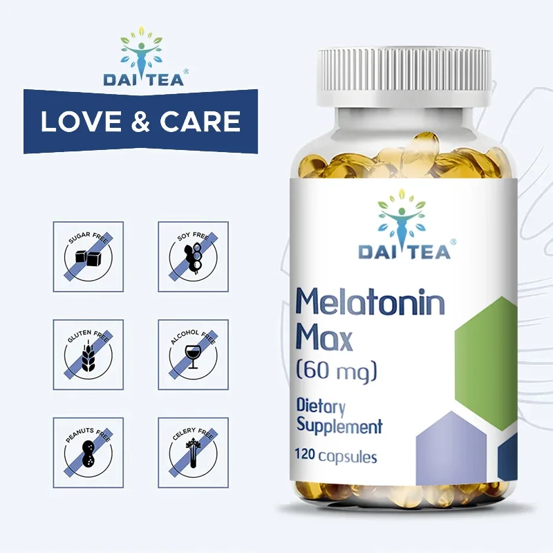 60 Mg Extra Strength Melatonin MAX - Eye Support, Deep Sleep, Natural Sleep - 100% Additive Free, Vegan, Non-GMO, Gluten Free