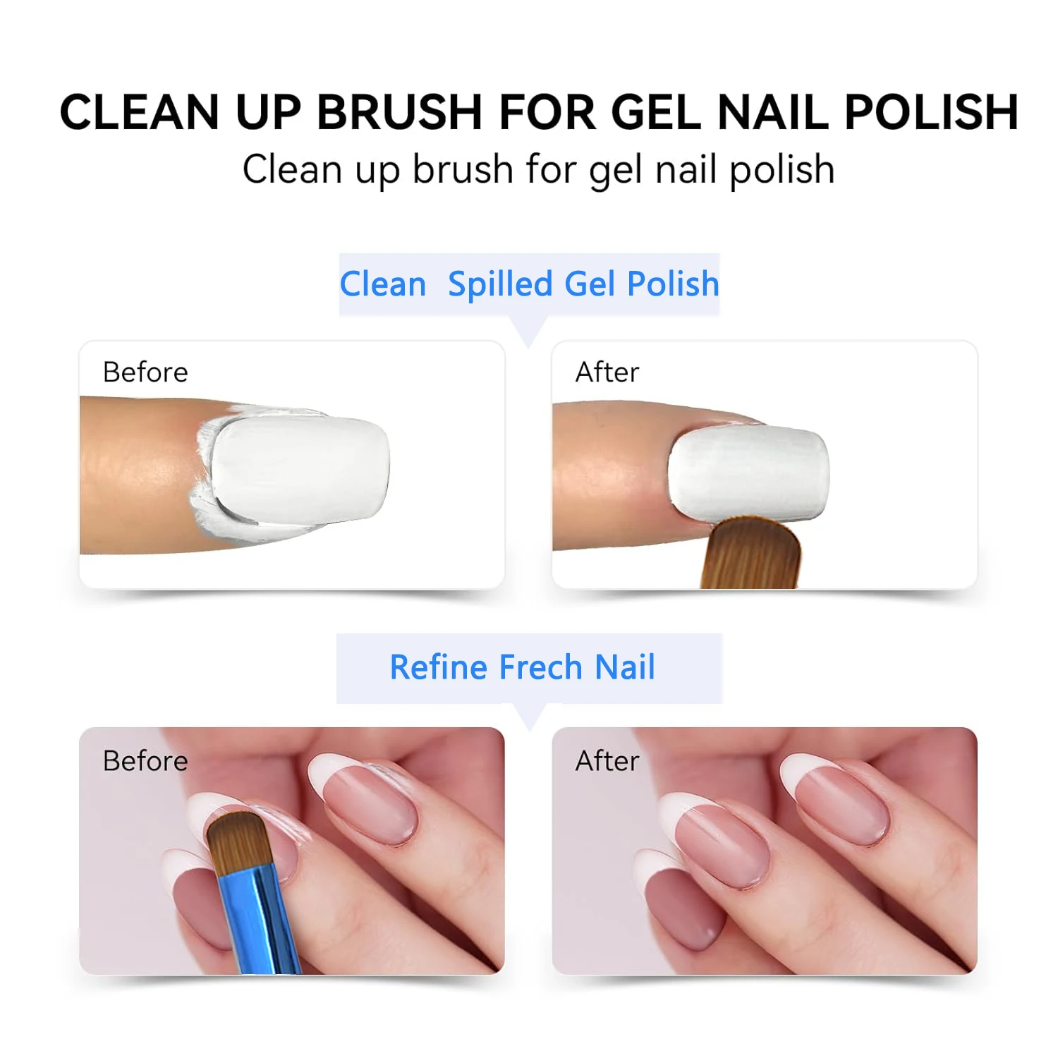 แปรงเพ้นท์เล็บอะคริลิค Kolinsky สำหรับงานศิลปะเล็บแบบฝรั่งเศส วาดลาย เพ้นท์เพชร เจล  ด้ามจับโลหะสีน้ำเงิน