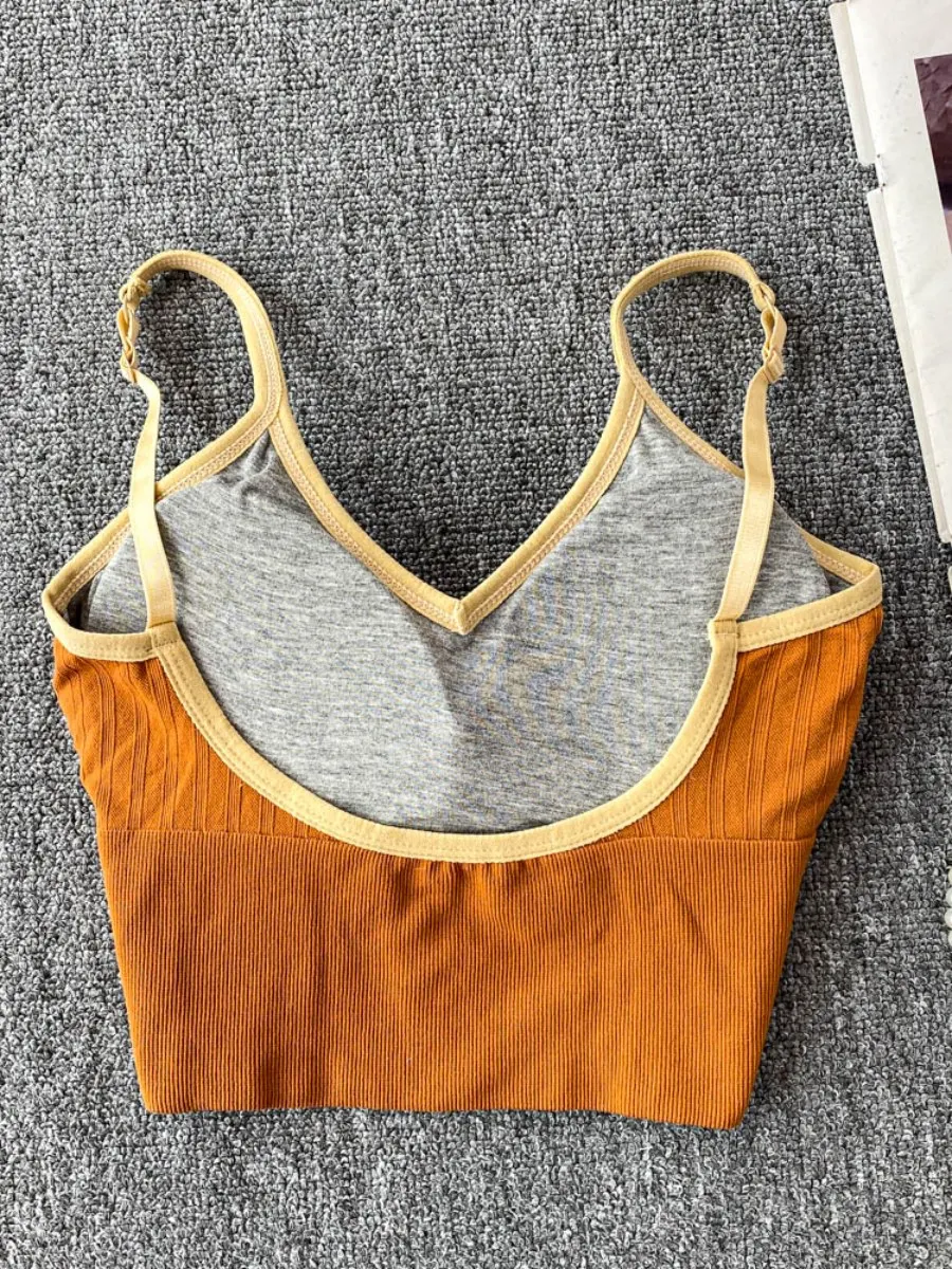 Foamlina séduisante Sexy grand licou col en v rembourré gilet femmes été mince intérieur vêtements chauds haut court mode Camis réservoirs