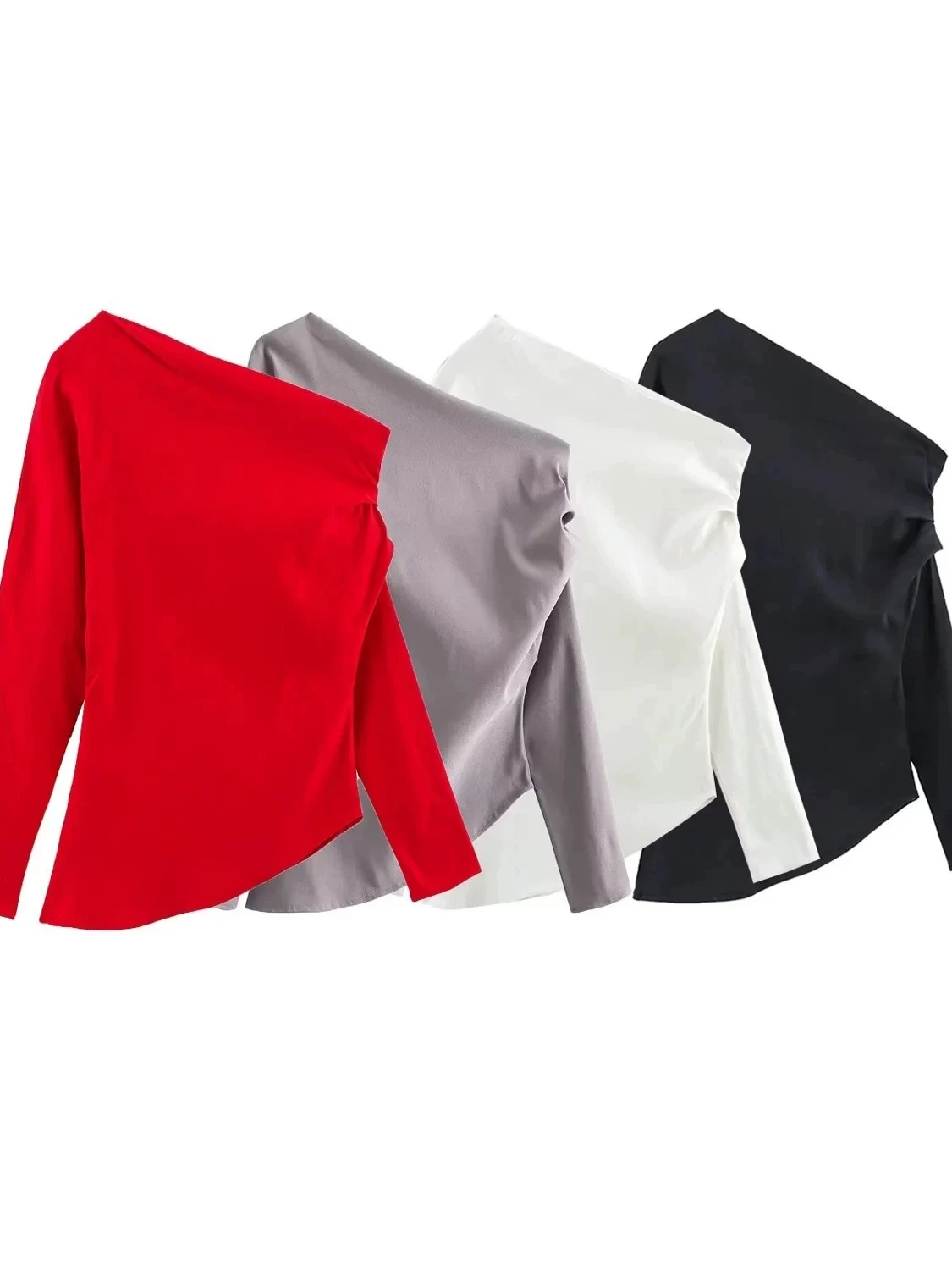 

Slim Fit Pure Color с наклонными плечами, плиссированные женские уличные брюки, длинные све, повседневные брюки обычной длины, китайский бренд