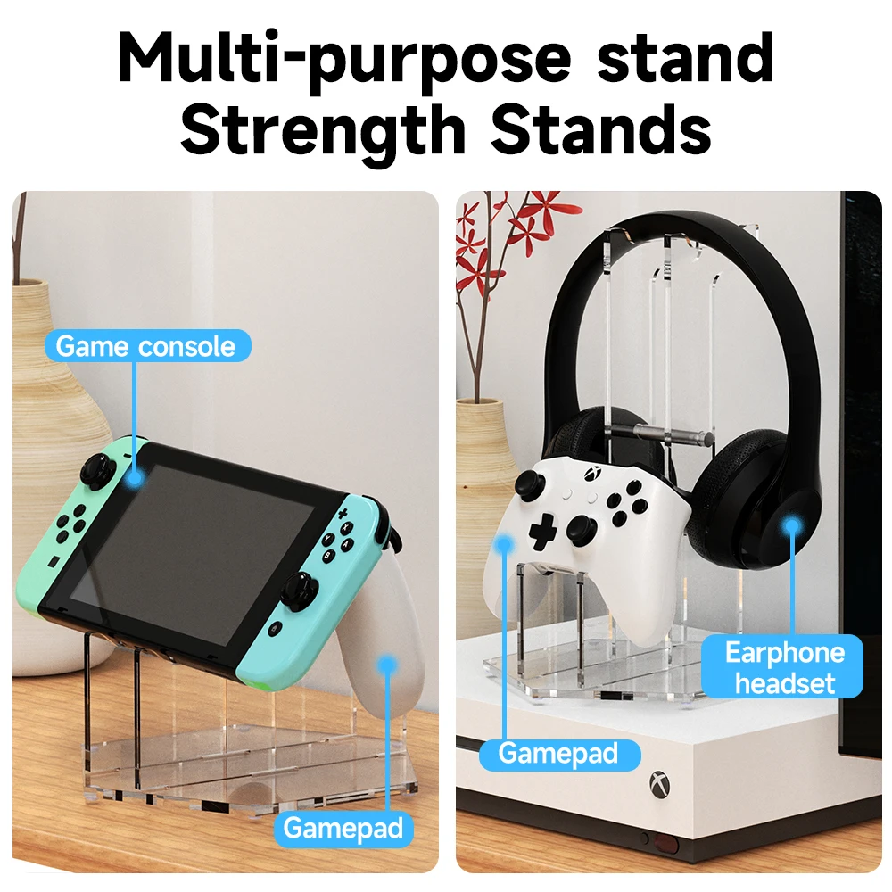 Dual Game Controller Holder Acrylic Handle Bracket Display Desk Controller Stand Transparent For Switch Pro/PS5/Xbox Series X