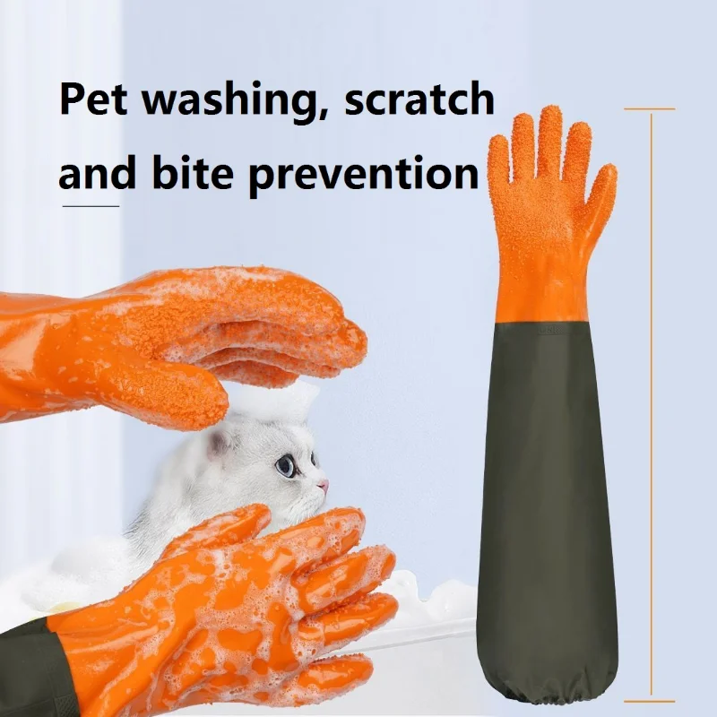 Guantes de baño para perros y mascotas, masaje alargado, especial para lavar gatos, cepillar perros, prevención de arañazos y mordeduras, productos para mascotas