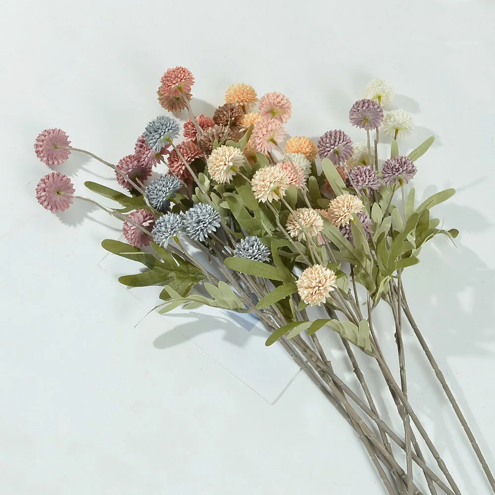 5 Heads Silk Dandelion Flower Ball Artificial Flowers 52cm Long Branch Hydrangea Bouquet For Wedding Home Garden Decorations