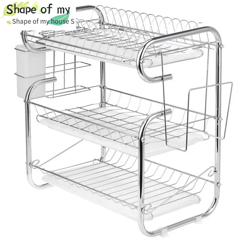 3 Tier Sink Dish Drying Rack Bowl Shelf Cutlery Holder Multi-layer Kitchen Storage Rack Shelf Plate  Chopboard Dish Rack