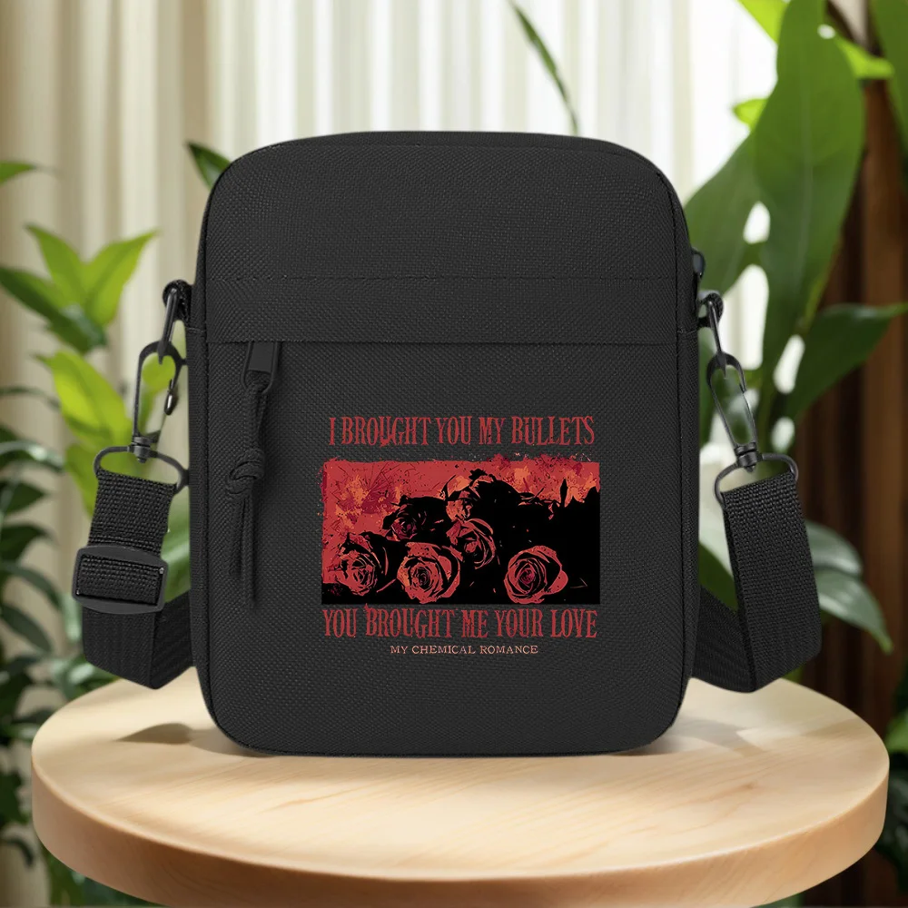 Roses with dark backdrop Men Crossbody Bag Single Shoulder Women Cartoon Anime Film Printing Design Unisex