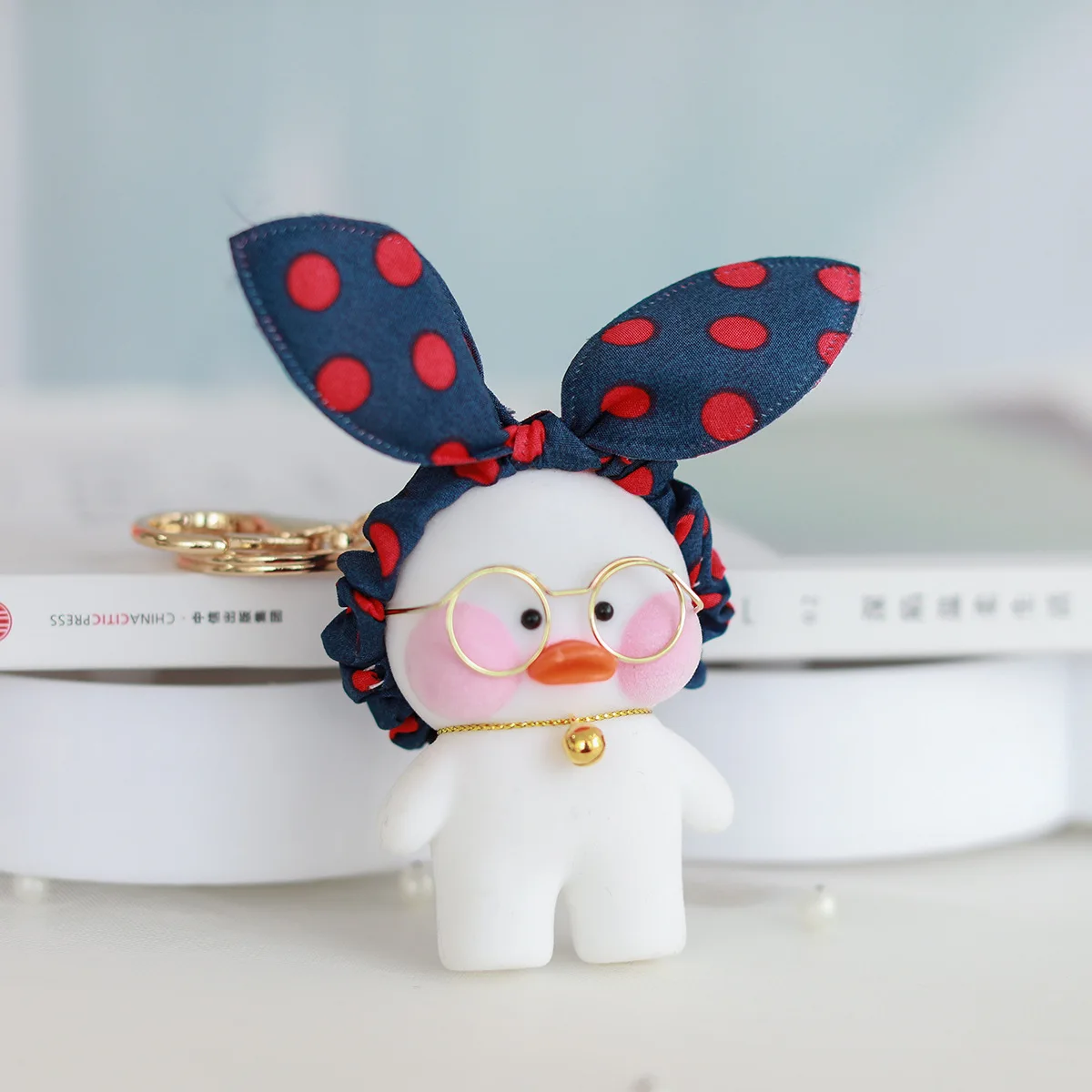 New Arrival Cute Lalafanfan Duck Keychain Kawaii Cafe Mimi plush toy Duck Action Figure Keychain Bags Decor Toy Children Gifts