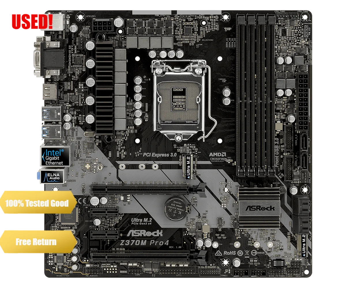 ASROCK Z370M PRO4 Eighth generation motherboard Micro-ATX DDR4 support i7-8100 8600K