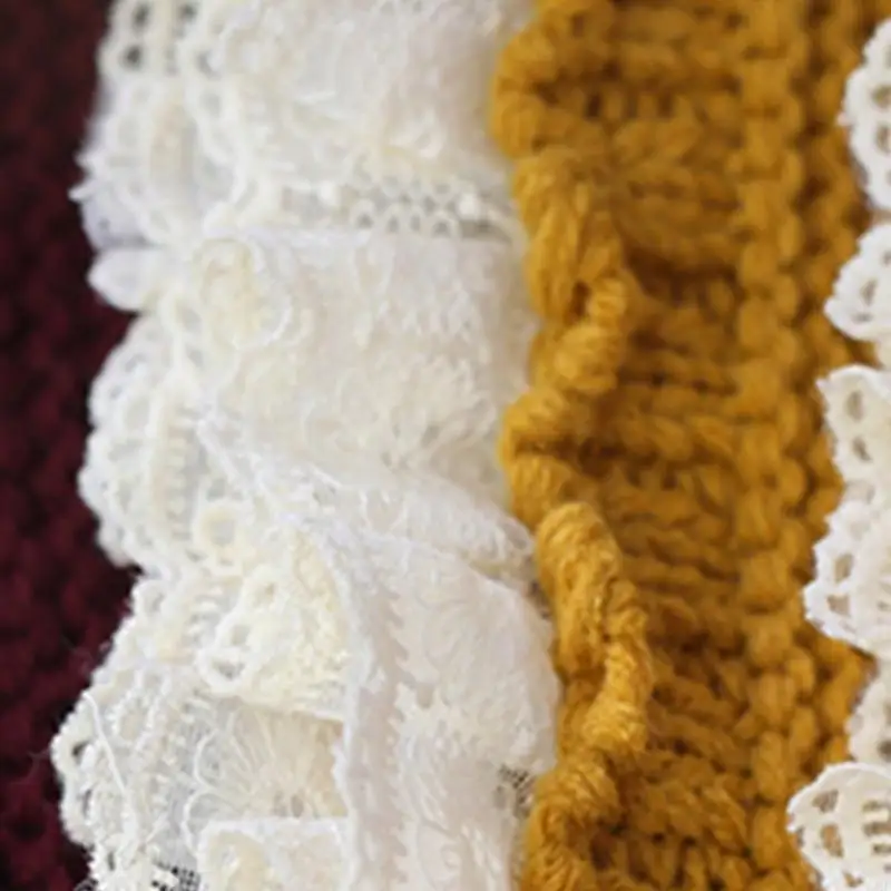 قبعة الشتاء المحبوكة للحماية، قبعة دافئة، قبعة كاجوال بحافة دانتيل للفتيات